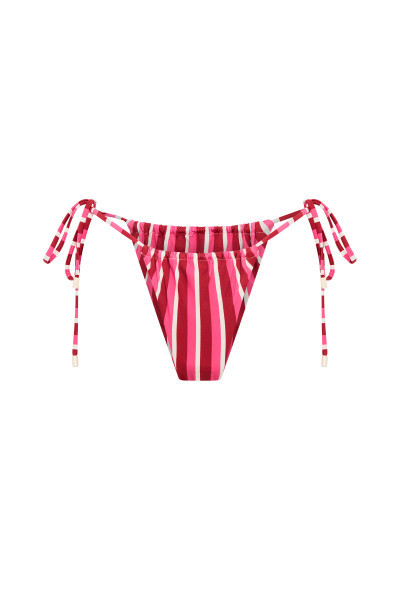 Stripe Bikini Tie Bottom in Berry