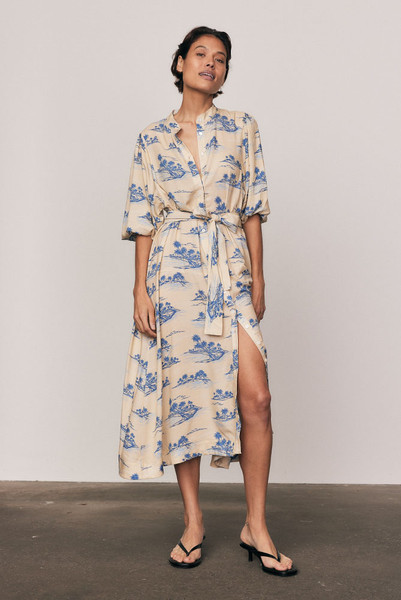 Kauai Drop Waist Shirt Dress in Macadamia