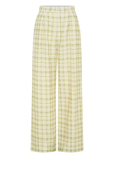 Frankie Wide Leg Trouser in Leaf Green