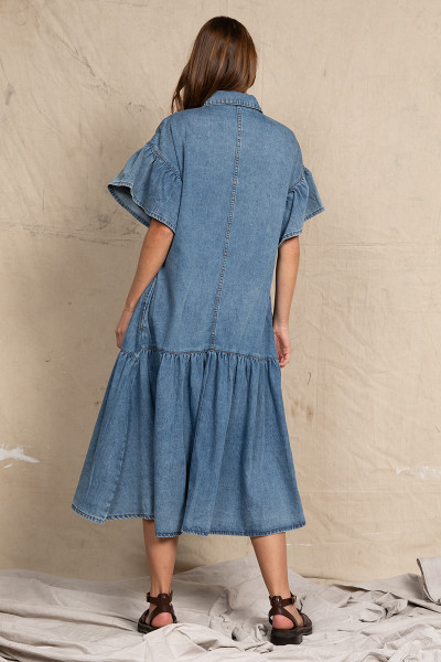 bohemian traders denim dress Denim Maxi Shirt Dress