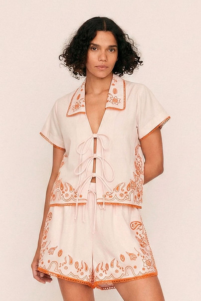 Bonnie Embroidered Top in Blush