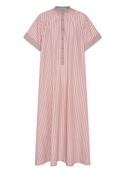 Cotton Maxi Smock Dress - Pink Stripe - Bohemian Traders