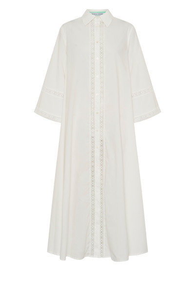 LACE OPERA SHIRT DRESS IN WHITE