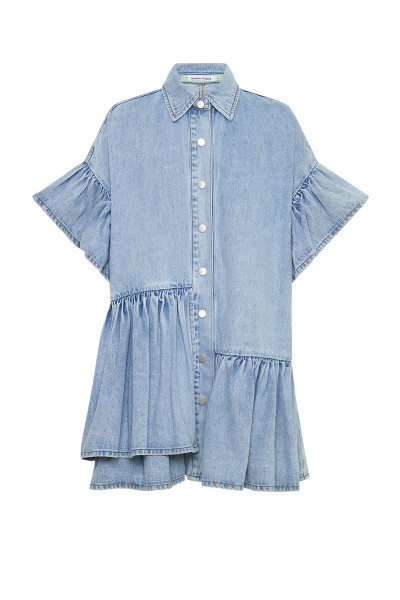 Denim Genoa Mini Dress in Ice Blue