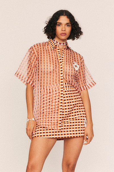 Swan Short Sleeve Shirt in Mahogany