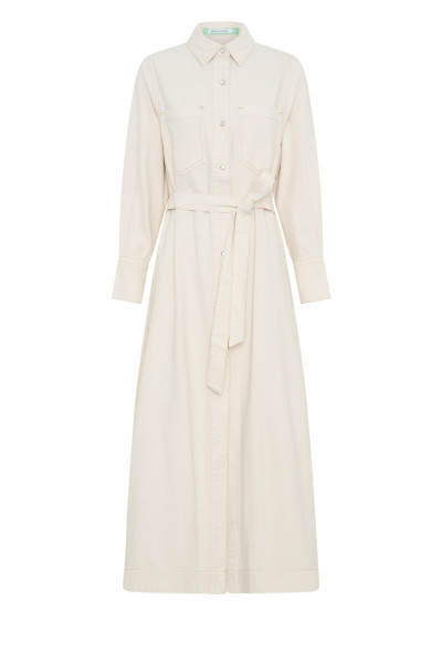 Denim Shirt Dress in Ecru