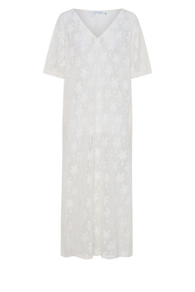 Cotton Lace Tee Dress in White