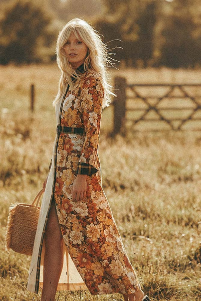 Blair Spliced Midi Dress in Multi