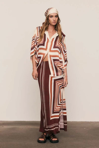 Scarf Jersey Midi Skirt in Multi
