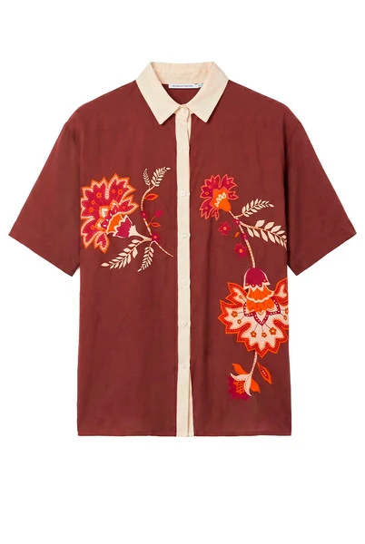 Palme Short Sleeve Shirt in Mahogany