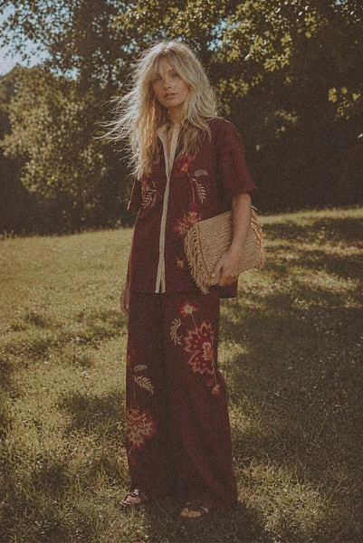 Palme Elastic Waist Pant in Mahogany