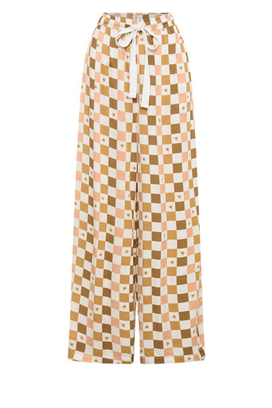 Elastic Waist pant in Honey Bee Check