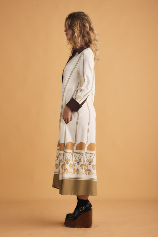 Rise Deco Shirt Dress in Cream