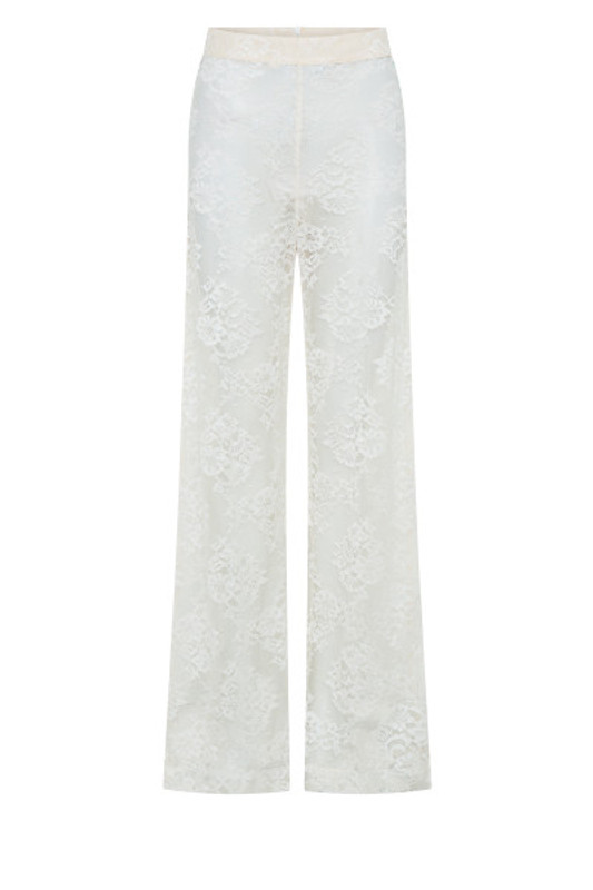 Lace High Waist Pant in Cream