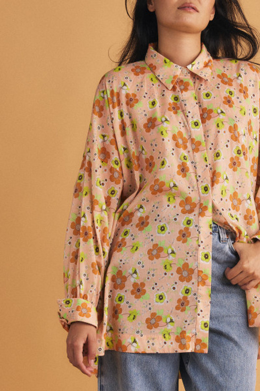 Eliza Oversized Shirt in Peach
