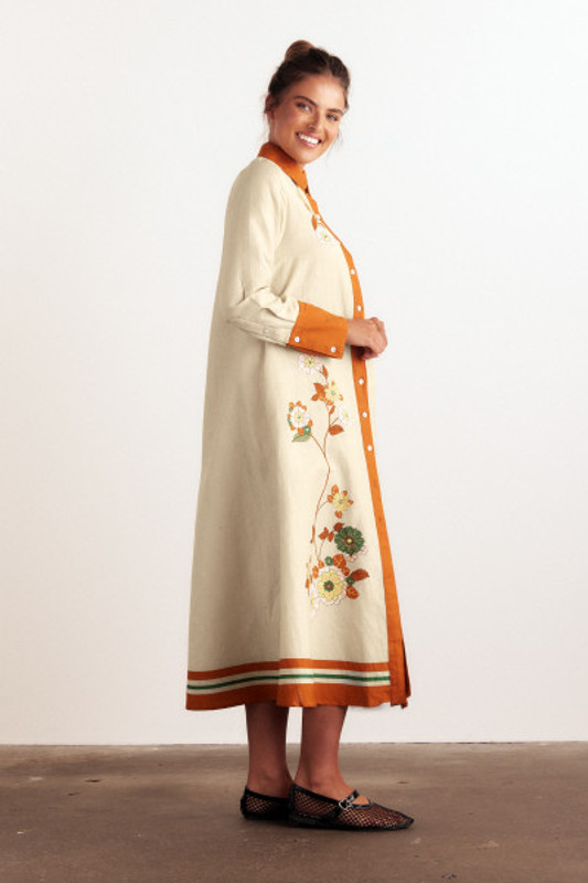 Mabel Slim Fit Shirt Dress in Cream