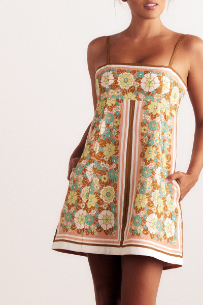 Mabel Mini Slip Dress in Coral