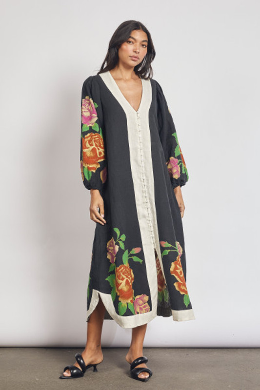 Rosetta Kaftan Dress in Black