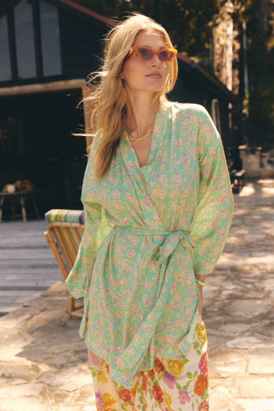 Rosetta Wrap Dress in Aqua