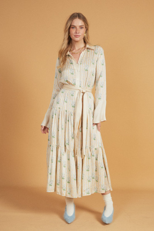 Lysia Fit Shirt Dress in Cream