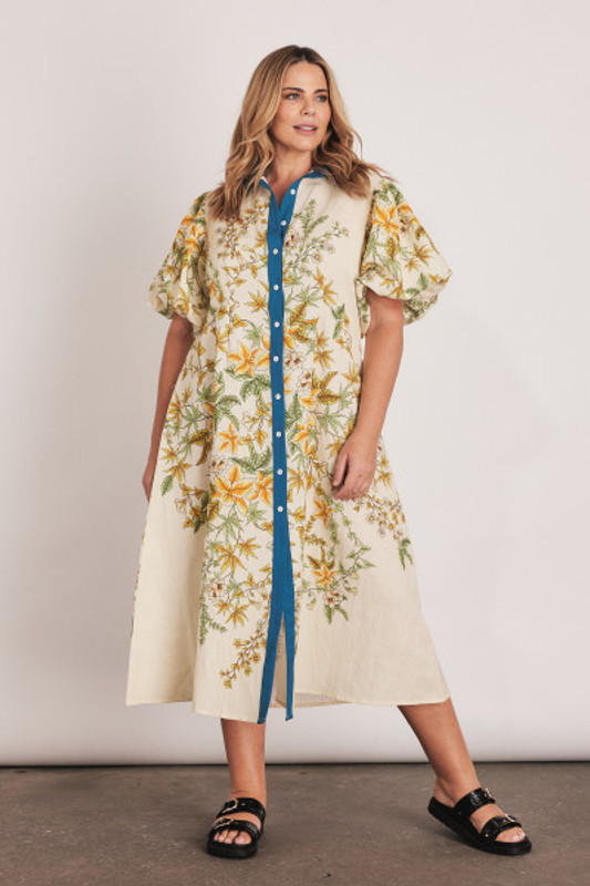 Saarinen Waisted Shirt Dress in Cream