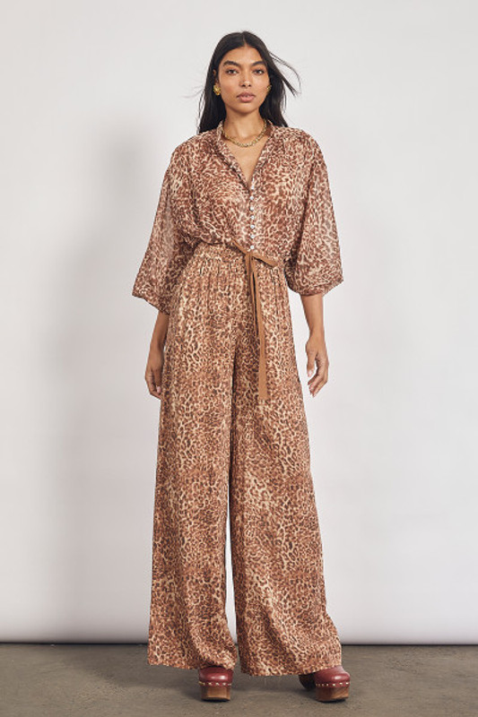 Leopard Print Pant in Brown