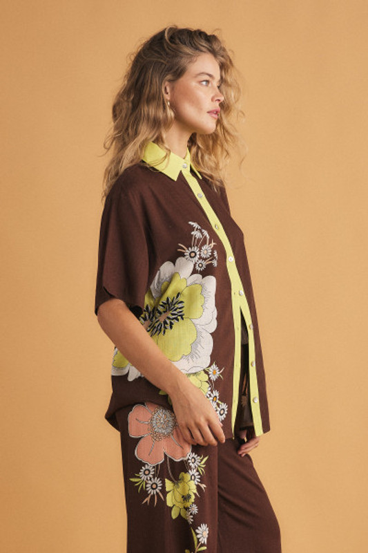 Carrie Short Sleeve Shirt in Chestnut