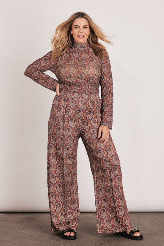 Paisley Track Pant in Navy