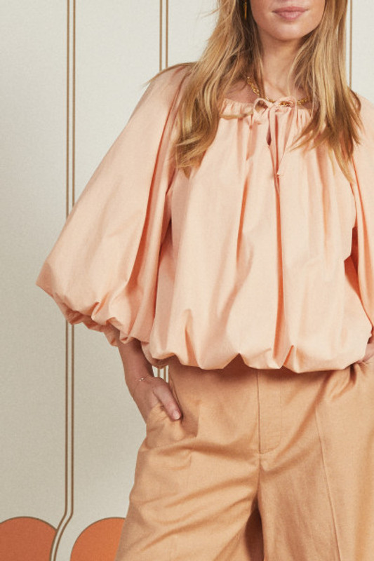 Pirate Puff Blouse in Peach