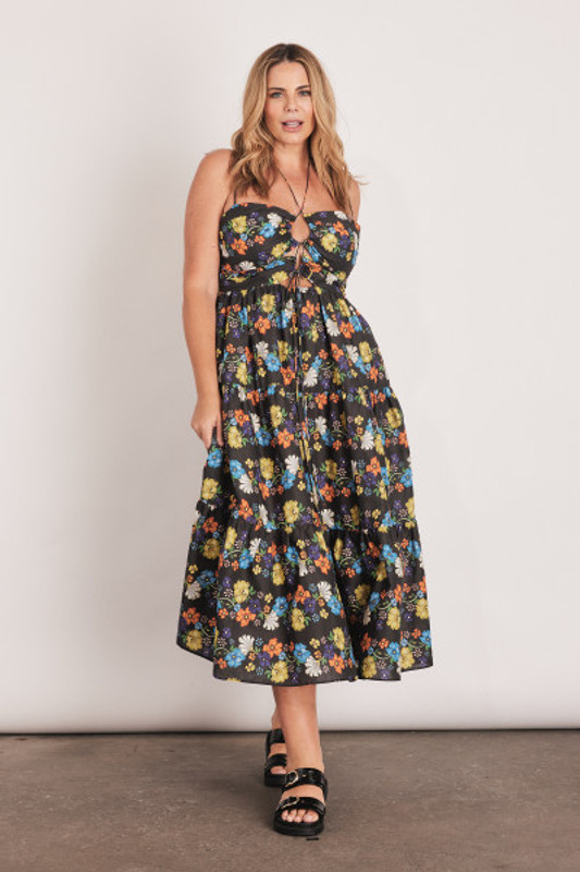 Fleur Halter Dress in Black