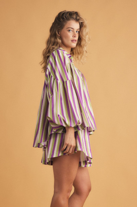 Striped Boho Blouse in Lilac Stripe
