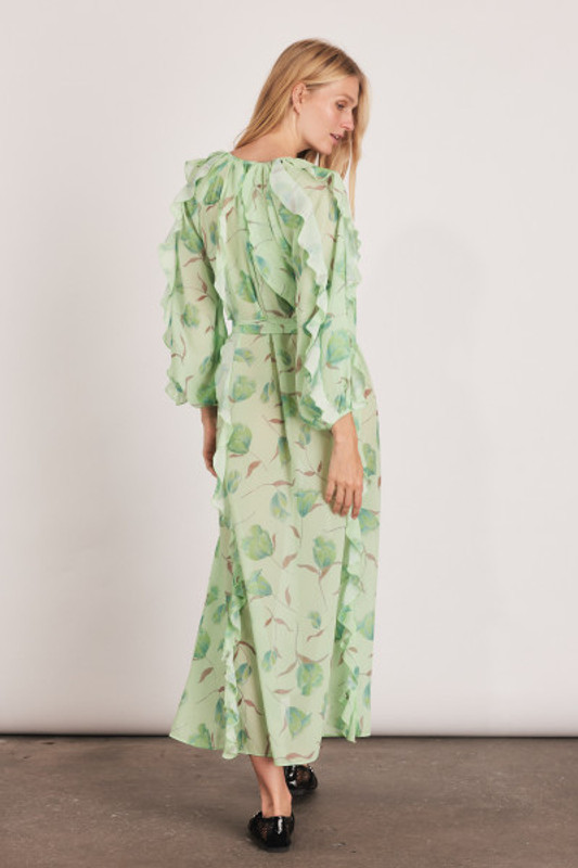 Tulips Ruffle Maxi in Mint