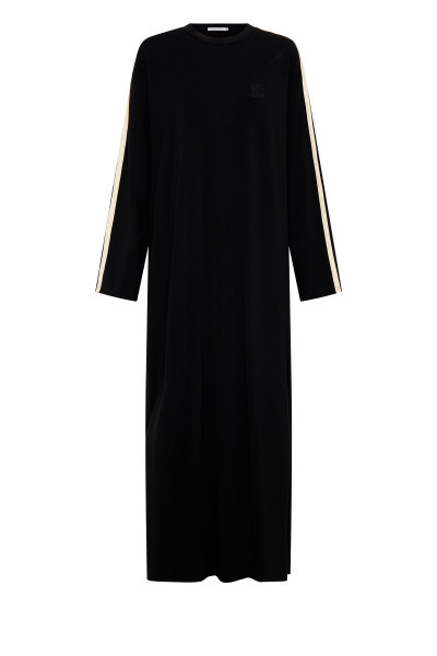 Long Sleeve Column Shirt dress in Black