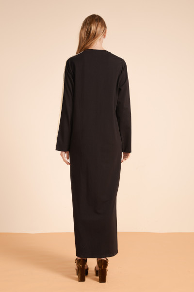 Long Sleeve Column Shirt dress in Black