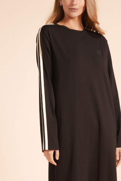 Long Sleeve Column Shirt dress in Black