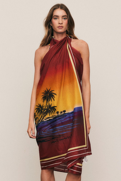 Balmy Palms Sarong in Red