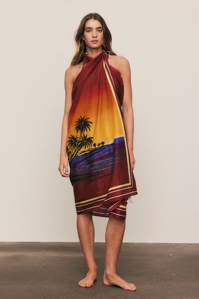 Balmy Palms Sarong in Red