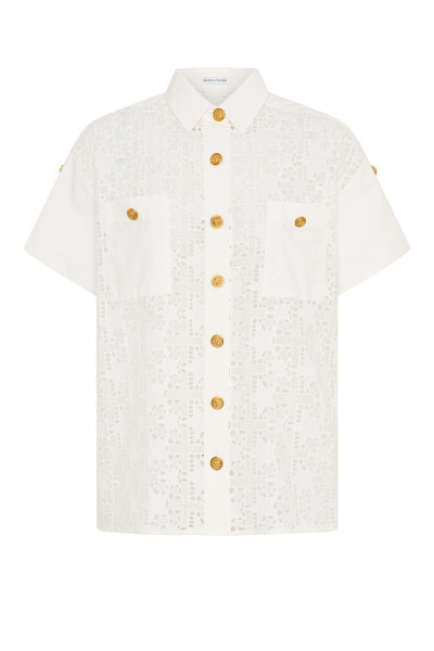Star Embroidered Shirt in White