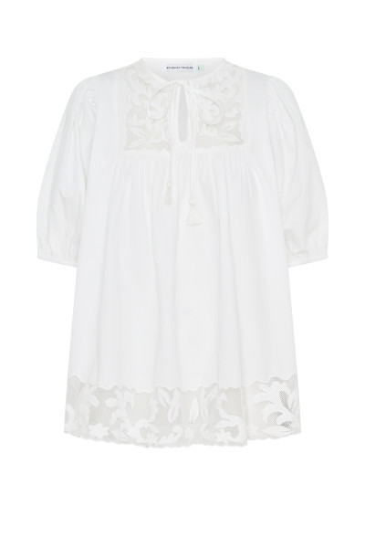 Applique Smock Blouse in White