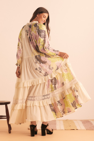 CASTELLO RUFFLE MAXI DRESS IN CREAM