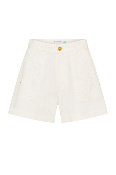 Star Embroidered Shorts in White