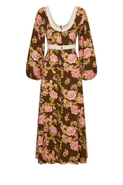 JULIET SCOOP NECK MIDI IN CHOCOLATE