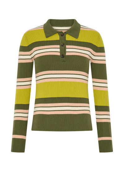 POLO STRIPE HENLEY TOP IN OLIVE