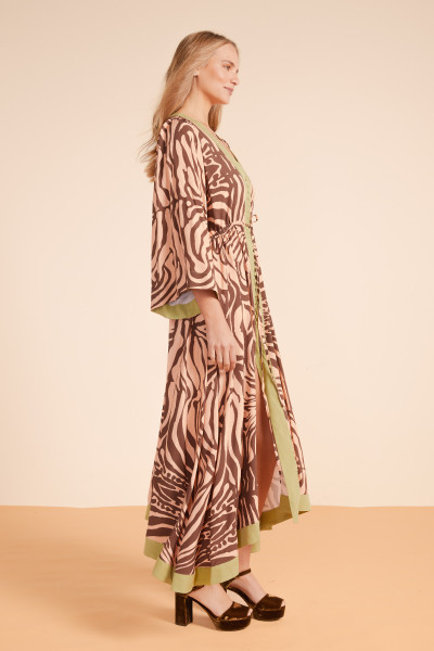 ZEBRA KAFTAN IN PEACH