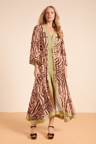 ZEBRA KAFTAN IN PEACH