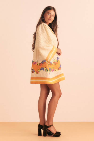 FRUITY MINI DRESS IN CREAM/ORANGE