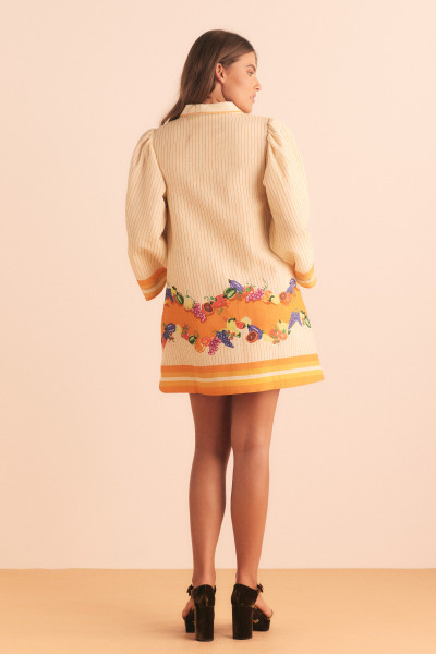 FRUITY MINI DRESS IN CREAM/ORANGE