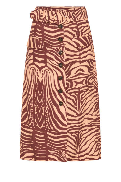 ZEBRA LINEN SAFARI SKIRT IN PEACH