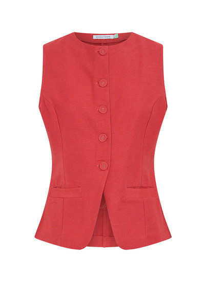 Shaped Cotton Vest in Red