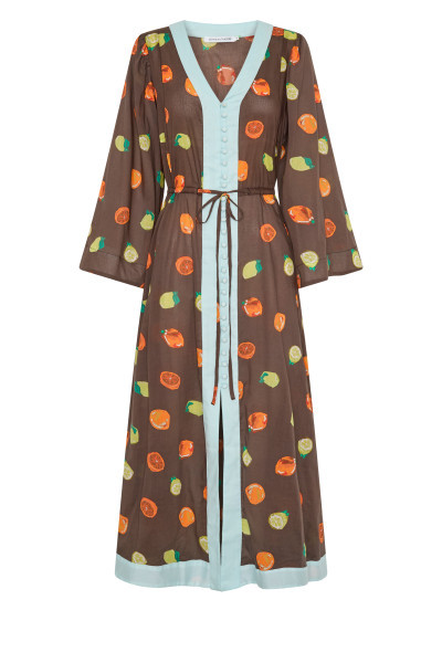 HARVEST FLARE SLEEVE KAFTAN IN CHOCOLATE